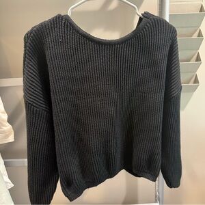 SHEIN Black Ribbed Crewneck Sweater